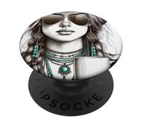 Western Cowgirl and Coffee Wild West Cowgirls PopSockets PopGrip Adhesivo