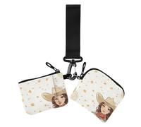 Western Cowgirl Cowboy - Cartera blanca para mujer, tarjetero, tamaño compacto, con cremallera, con correa de muñeca, 2 paquetes, Western Cowgirl Cowboy White, 1 size, Arte impreso