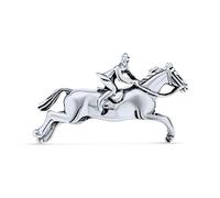 Western Cowgirl Equina Ecuestre Equitación Salto Caballos Pura Sangre Broche Alfiler Para Mujer Oxidado .925 Plata De Ley