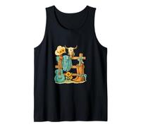 Western Cowgirl Turquoise Guitar Boots & Sunflower Aesthetic Camiseta sin Mangas