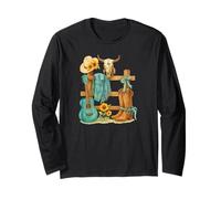 Western Cowgirl Turquoise Guitar Boots & Sunflower Aesthetic Manga Larga
