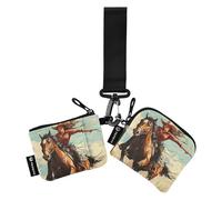 Western Cowgirl Wild West - Carteras para mujer, tarjetero, delgado, desmontable, llavero, monedero con correa de muñeca para hombres y mujeres, 2 paquetes, Varios colores, 4.13"(L) x 3.5"(W