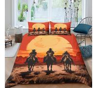 Western Desert Scene Funda Edredon Juego de Ropa de Cama de 3 Piezas Impresión 3D Cierre de del Oeste Desert Escena Funda de Edredón Funda de Almohada a Juego for Ancianos Super King（260x220cm）