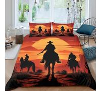western desert sunset Funda de Edredón Microfibra 3 Piezas Impresión 3D Cierre de del oeste desert atardecer Funda Edredon Fundas de Almohada Lavables Transpirable for niños Single（140x200cm）