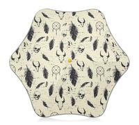 Western Dream Catchers - Paraguas para niños con plumas y calaveras, resistente al viento, con tira reflectante, a prueba de pellizcos, para niñas y niños pequeños