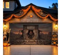 Western Ghost Town Saloon - Cubierta para puerta de garaje de Halloween | Tema occidental, pancarta para puerta de garaje, sala de ciudad fantasma, ambiente espeluznante, decoración exterior de