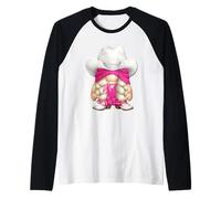 Western GNOME In Pink Cowgirl Outfit For Women Girls Trip Camiseta Manga Raglan