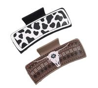 Western Hair Claw Clip, Square Hair Fixed Clip, Strong Hold Jaw Clip, Stylish Leather Hair Clip, Non-Slip Hair Claw, Moderate Size, Secure Hold For Thick Or Fine Hair