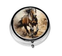 Western Horse, este pequeño pastillero redondo impreso es un organizador portátil de píldoras y vitaminas, perfecto para bolsillos, bolsos y viajes.