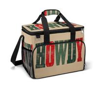 Western Howdy - Bolsa térmica térmica con textura vintage envejecida para acampar, enfriadores de playa, portátiles a prueba de fugas, con correa para el hombro