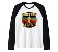 Western Legend Cowboy Design Longhorn Skull Sheriff Star Camiseta Manga Raglan