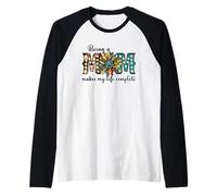 Western Leopard Sunflower Mothers Day Design Being A Mom Camiseta Manga Raglan
