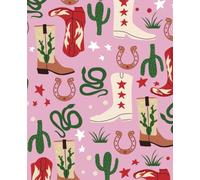Western Notebook: Cowgirl Cactus and Boots Journal, College Ruled, 100 Pages, 7.5" x 9.25", For teen girls and women