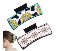 Western Print Hair Clips, Square Hair Fixed Claw Clip, Western Cowboy Design Hair Clip, Strong Hold Jaw Clips, Hair Clips for Parties, Cowboy Style Hair Clip,Classic Hair Clips for Night Out,