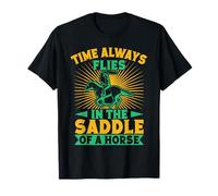 Western Rider Time Always Flies In Saddle Cowgirl Rodeo Camiseta