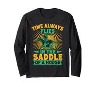 Western Rider Time Always Flies In Saddle Cowgirl Rodeo Manga Larga