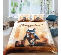 Western Rodeo Art Funda Edredon Microfibra Juego de Ropa de Cama de 3 Piezas Impresión 3D Cierre de del Oeste Rodeo Arte Funda de Edredón Funda de Almohada a Juego Suave for Ancianos King（220x240cm）
