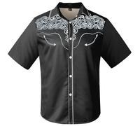 Western Shirts Herren 3D Druck Trachtenhemd Button Down Hemd mit Taschen Langarm Regular Fit Herrenhemd Cowboy Muster Freizeithemd Vintage Bebedruckt Westernhemden Casual Shirt, O negro., M