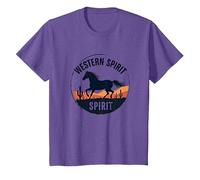 Western Spirit: Wild Horse Desert Sunset Emblem, Vaca niña Camiseta, Niños, Morado Jaspeado, 2 años