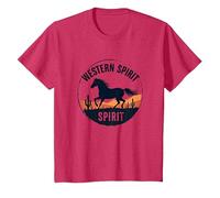 Western Spirit: Wild Horse Desert Sunset Emblem, Vaca niña Camiseta, Niños, Rojo Jaspeado, 2 años