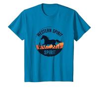 Western Spirit: Wild Horse Desert Sunset Emblem, Vaca niña Camiseta, Niños, Zafiro, 4 años