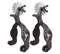 Western Spurs - Heavy Duty Metal Cowboy Spurs for Horse Riding and Equestrian Training, Durable Gear with Polished Finish Ranch Work, Show Jumping, Competition Riders, Silver Steel, Pair Men