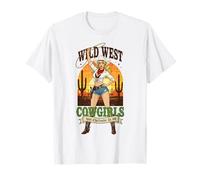 Western Vaquera Retro Rubia Lazo Frontera Sassy Sexy Camiseta