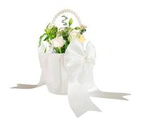 Western Wedding Flower Girl Basket - Foldable Satin Flowerr Baskets, Rustic Style | Elegant Ceremony Accessory Decor, Classic Bridal Party Flower Toss Basket For Wedding Activities