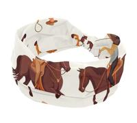 Western Wild Horses Cowboys - Diademas anchas para mujer, turbante antideslizante, banda elástica para el sudor, yoga, entrenamiento, bandana suave