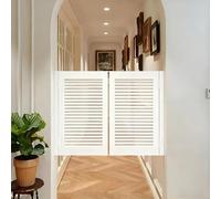 Western Wood Saloon - Puerta oscilante de 35.5 pulgadas, interior de madera maciza, diseño de listón de doble columpio para cocinas, bares, cafeterías y entradas (blanco, 132 x 90 cm)