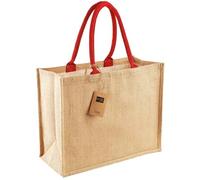 Westford Mill Bolsa de compra clásica de yute, Natural/rojo brillante, One Size
