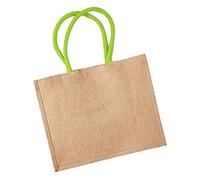 Westford Mill - Bolsa de la compra clásica de yute (21 litros), Natural/Lime Green, única