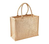 Westford Mill Bolso shopper de yute con brillos metálicos (Paquete de (RW6988)