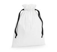 Westford Mill - Cotton gift bag with ribbon drawstring - Soft White/Black - M