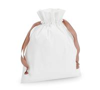Westford Mill - Cotton gift bag with ribbon drawstring - Soft White/Rose Gold - S
