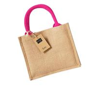 Westford Mill Mini bolsa de regalo de yute (talla única) (natural/fucsia)