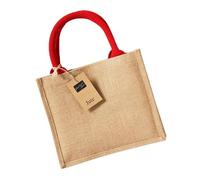 Westford Mill Mini bolsa de regalo de yute (talla única) (natural/rojo brillante)