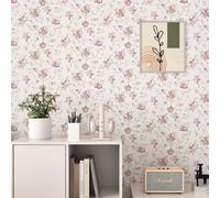 WESTICK Papel tapiz de rosas para baño, impermeable, papel de contacto floral vintage, autoadhesivo, neutro, para paredes decorativas, armarios, estanterías, encimeras, 17.5 x 100 pulgadas