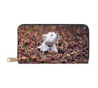 Westie Bokeh West Highland White Terrier Perros, Carteras Cartera de Gran Capacidad para Hombres y Mujeres Carteras Tarjeta de crédito Cartera de Cuero de Microfibra