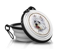 Westie - Cuenco plegable de silicona portátil para perros con mosquetón para paseos y caminatas con tus cuatro patas. Práctico, ligero, práctico y, sobre todo, único.