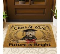 Westie Dog Felpudo para puerta delantera, color negro, 29 x 17 pulgadas, tapete antideslizante para diploma de graduación, para exteriores, clase pequeña de 2026, para patio, garaje, zapatos fuera de