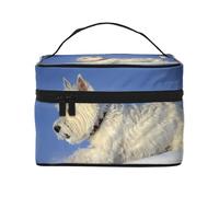 Westie Invierno West Highland White Terrier Perros, Bolsa de Maquillaje Bolsa de cosméticos Bolsa de Aseo de Viaje portátil Estuche para lápices