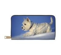 Westie Invierno West Highland White Terrier Perros, Carteras Cartera de Gran Capacidad para Hombres y Mujeres Carteras Tarjeta de crédito Cartera de Cuero de Microfibra