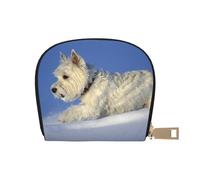 Westie Invierno West Highland White Terrier Perros, Funda de Cuero de PU para Tarjetas, Tarjetero Elegante, Tarjetero Tipo Billetera