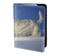 Westie Invierno West Highland White Terrier Perros, Funda para Pasaporte Cartera de Viaje de Cuero PU Funda para Pasaporte Fundas para Pasaporte 5,5 Pulgadas