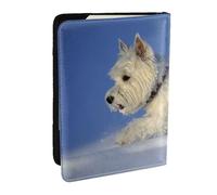 Westie Invierno West Highland White Terrier Perros, Funda para Pasaporte Cartera de Viaje de Cuero PU Funda para Pasaporte Fundas para Pasaporte 6,5 Pulgadas