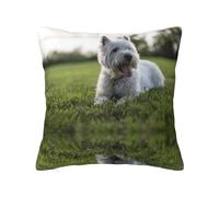 Westie Lawn West Highland As Shown Terrier Dogs, funda de almohada con cremallera oculta, funda de cojín de poliéster, funda de almohada decorativa con impresión de doble cara