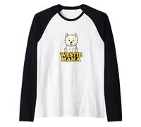 Westie Mama West Highland White Terrier Obra De Arte Westie Blanco Camiseta Manga Raglan