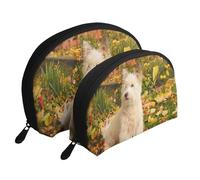 Westie Otoño West Highland White Terrier Perros, Bolsa de Maquillaje de Concha, Monedero pequeño para Mujer, Bolsa de artículos de tocador, Bolsa de cosméticos, 2 Piezas
