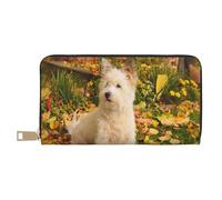 Westie Otoño West Highland White Terrier Perros, Carteras Cartera de Gran Capacidad para Hombres y Mujeres Carteras Tarjeta de crédito Cartera de Cuero de Microfibra